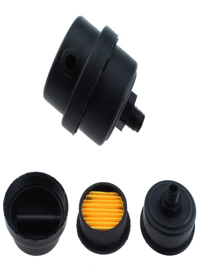 ماكسمورال فلتر كاتم صوت ضاغط الهواء من ماكسمورال، قطعتان، مقاس 1/4 بوصة، PT، 13 مم، فلتر كاتم صوت ضاغط الهواء المعدني الأسود، قطع غيار ضاغط الهواء - Image 1