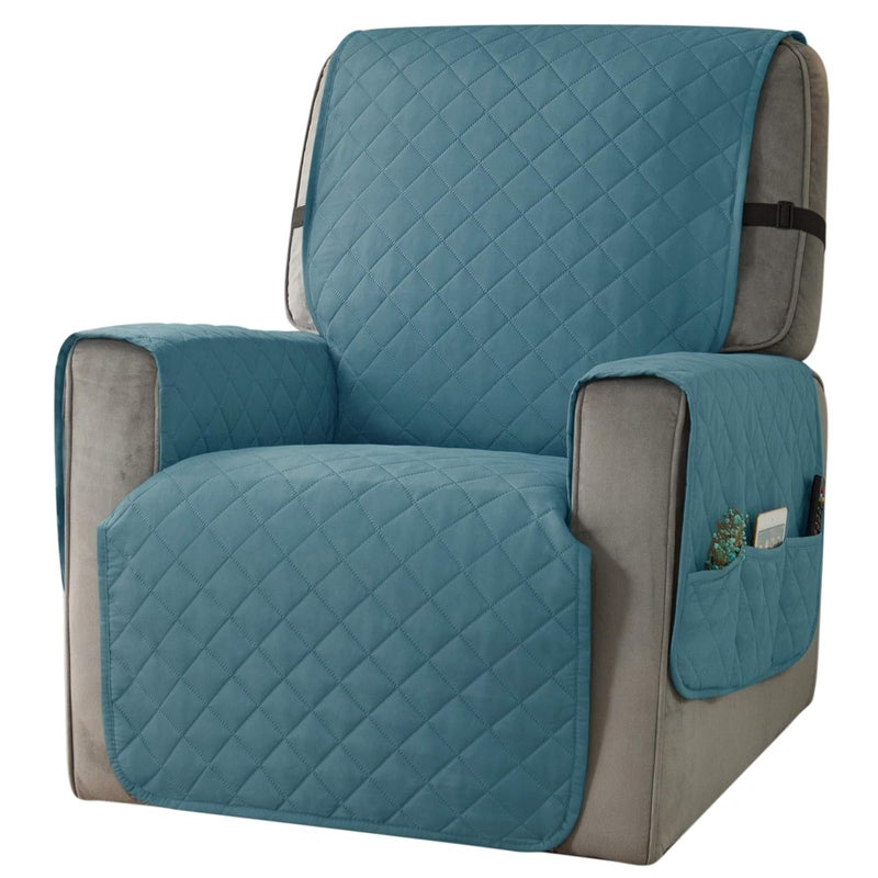 Ouka Recliner Cover for Dogs Seat Width to 28 Inch Reversible Fabric Small Chair Sofa Protector with Elastic Straps NonSlip Armchair Cover for Pets and KidsLargeBlue Green - Image 1
