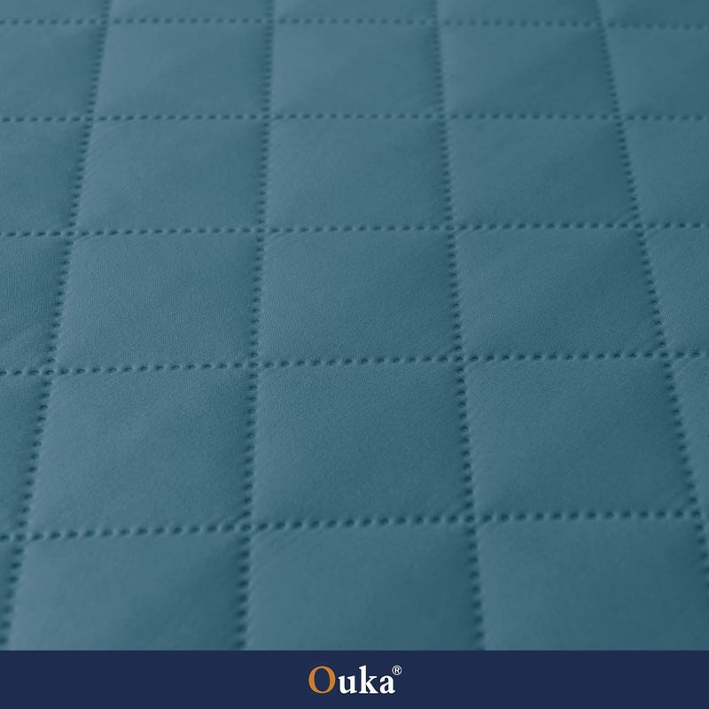 Ouka Recliner Cover for Dogs Seat Width to 28 Inch Reversible Fabric Small Chair Sofa Protector with Elastic Straps NonSlip Armchair Cover for Pets and KidsLargeBlue Green - Image 4