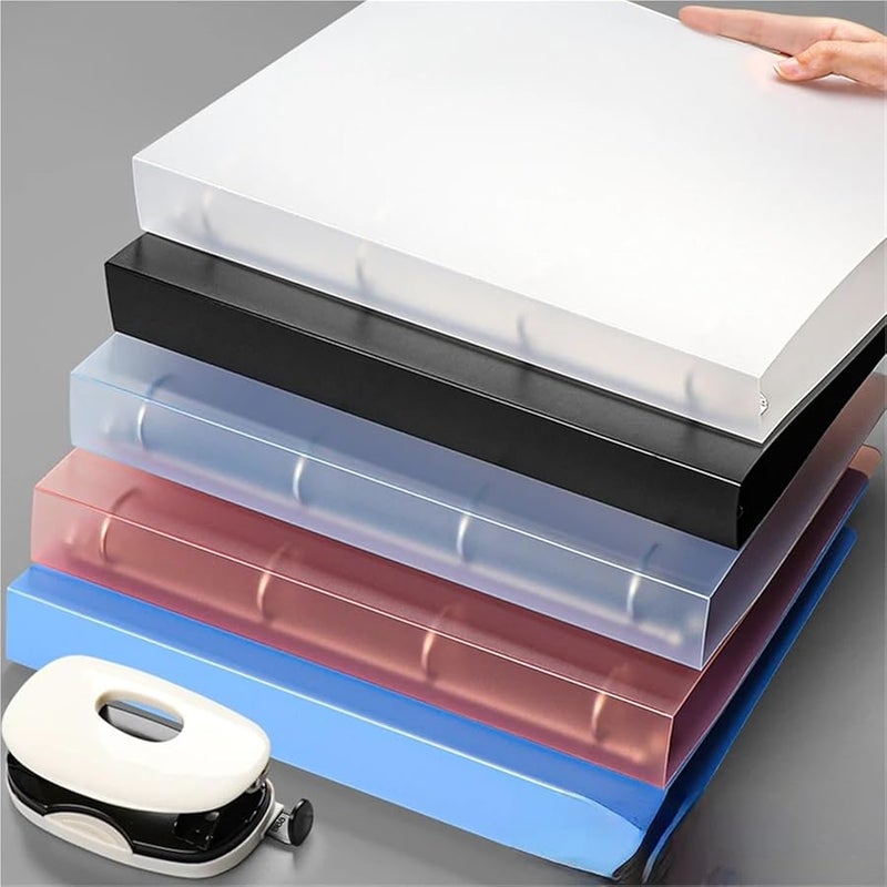 Black A4 Perforated Transparent Binder Folder 2 PCS Document Organizer for Home Office Classroom - Image 3
