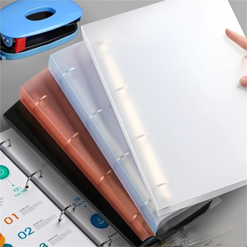 Black A4 Perforated Transparent Binder Folder 2 PCS Document Organizer for Home Office Classroom - Image 4