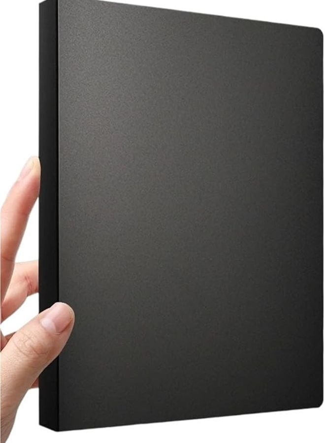 Black A4 Perforated Transparent Binder Folder 2 PCS Document Organizer for Home Office Classroom - Image 1