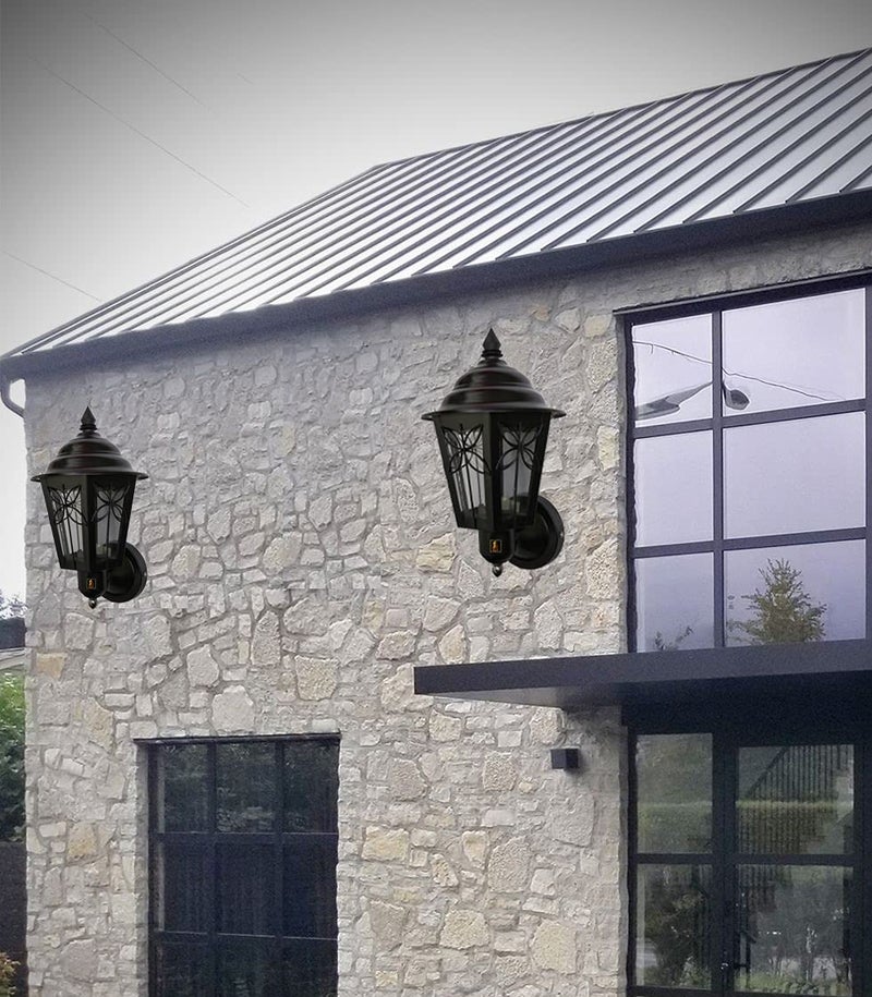 Lyse Decor Modern Design Stairs Shape Waterproof Gate Light, Pillar Lamp, Garden (Pair of 2 Pieces) (Black..) - Image 2