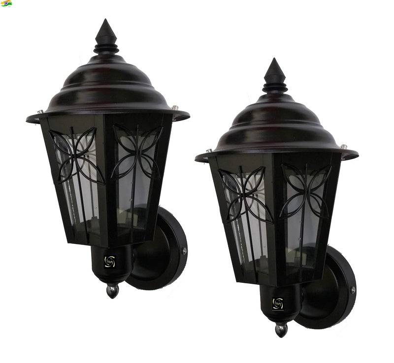 Lyse Decor Modern Design Stairs Shape Waterproof Gate Light, Pillar Lamp, Garden (Pair of 2 Pieces) (Black..) - Image 1