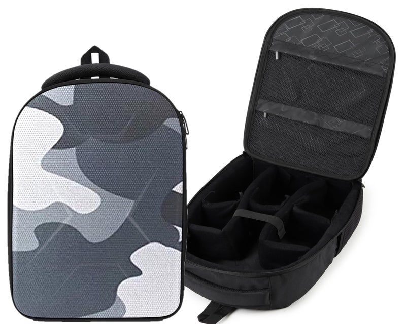 GadgetBite Camera Bag Hardshell Water Resistant Professional Camera Backpack with Rain Cover Customizable Shockproof Lens Pockets for DSLR Go Pro Canon Nikon Sony Cameras Accessories - Grey - Image 1