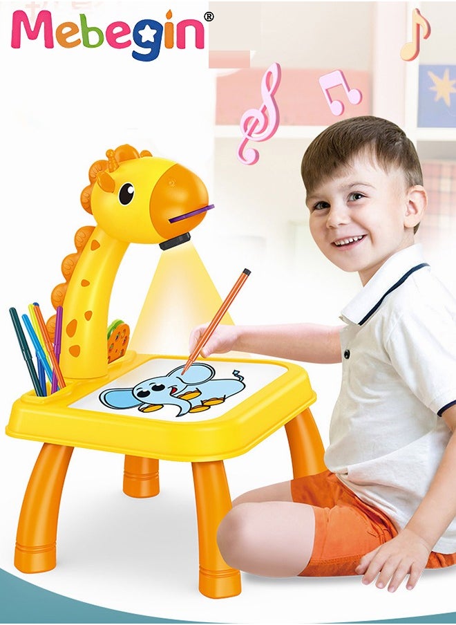 MEBEGIN Kids Projection Drawing Table, Giraffe Shape Erasable Graffiti Board, Writing and Painting Set with Drawing Book, 12 Colored Pens 24 Projection Patterns, Drawing Supplies, Early Educational Drawing Toys, 3 AA Batteries Required(Not Included)  - Image 1