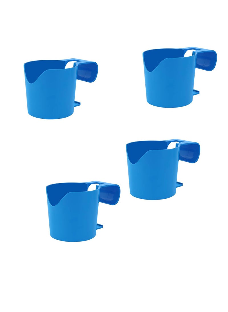 Excefore 4PCS Poolside Cup Holders for Above Ground Pools Plastic Swimming Pool Drink Holder Enjoy Your Drinks Without Spills for Drinks Fit for Thinner Round Top Rails Blue  - Image 1