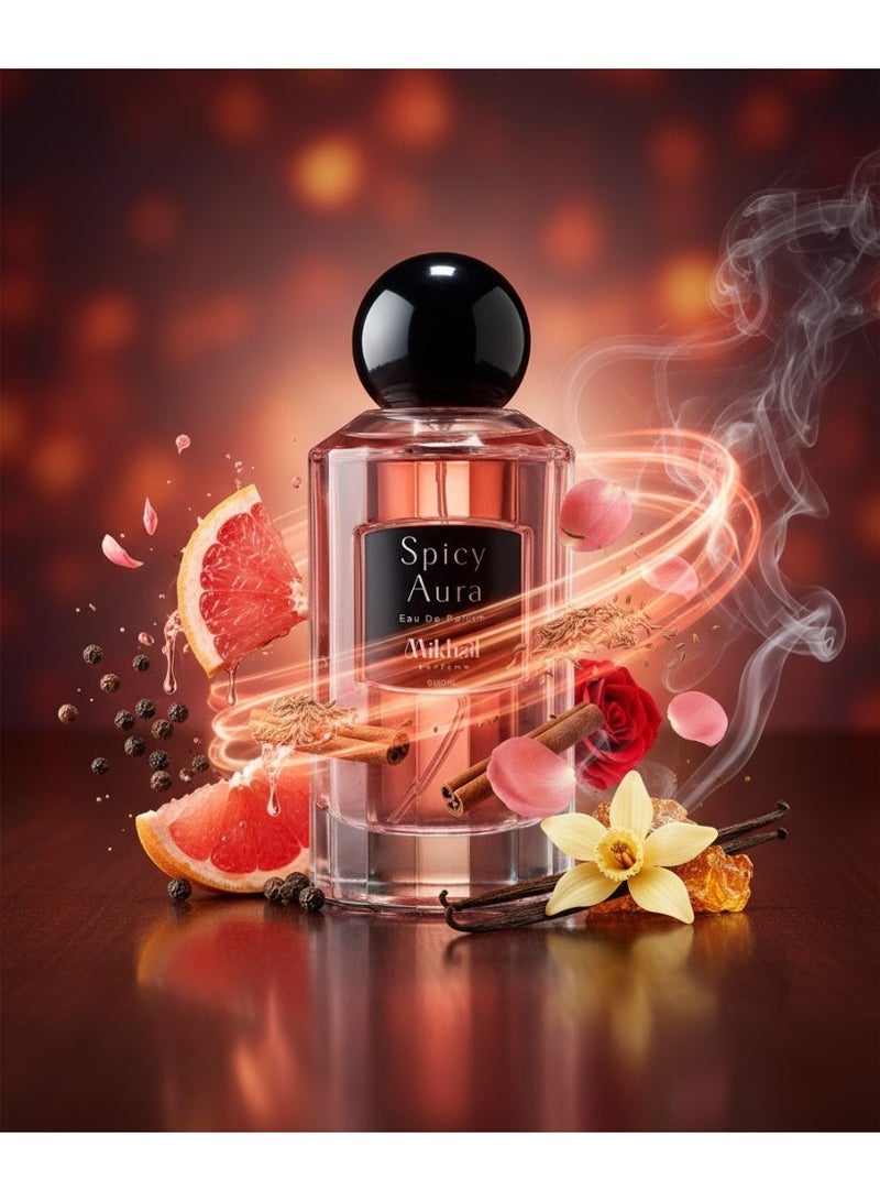 MIKHAIL Spicy Aura by Mikhail | Bold & Sophisticated Woody Spicy Perfume for Women | Long-Lasting Eau de Parfum with Warm & Intense Notes | Alluring Fragrance for Confident Women - Image 2