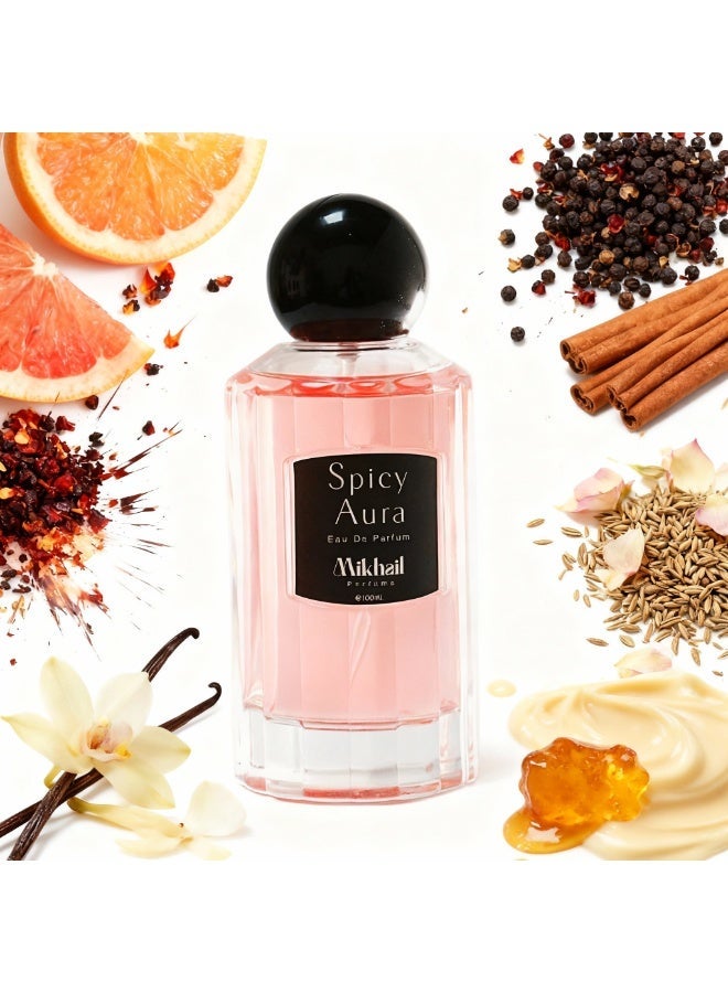 MIKHAIL Spicy Aura by Mikhail | Bold & Sophisticated Woody Spicy Perfume for Women | Long-Lasting Eau de Parfum with Warm & Intense Notes | Alluring Fragrance for Confident Women - Image 4
