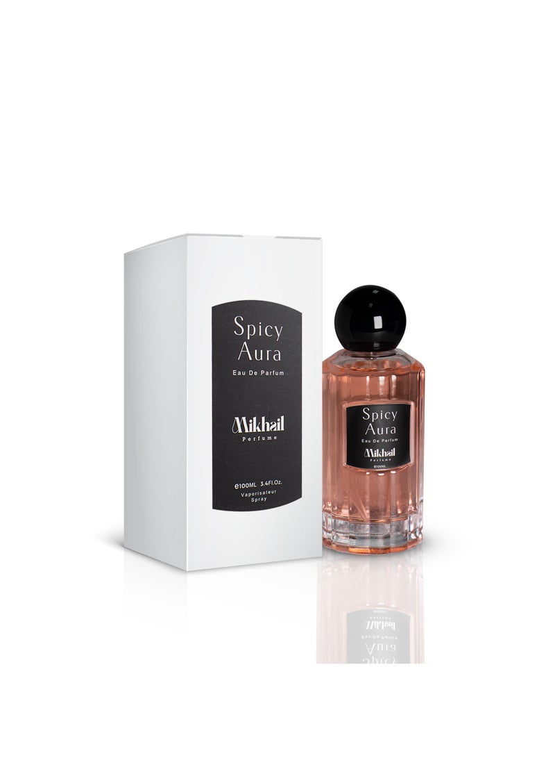 MIKHAIL Spicy Aura by Mikhail | Bold & Sophisticated Woody Spicy Perfume for Women | Long-Lasting Eau de Parfum with Warm & Intense Notes | Alluring Fragrance for Confident Women - Image 1