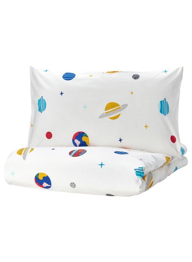 erorex Duvet Cover And Pillowcase, Space/Multicolour, 150X200/50X80 Cm - Image 1