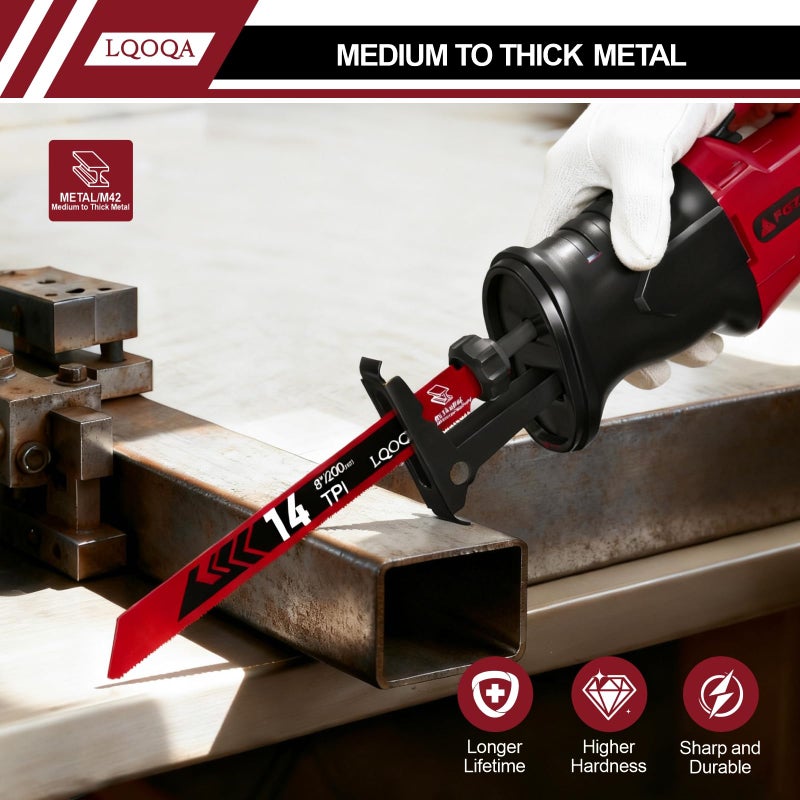 LQOQA 12-Piece Bi-Metal Reciprocating Saw Blade Setï¼ŒPremium 6 & 8 & 9 Inch Wood & Metal Cutting Saw Blades withstorage Boxï¼ŒLong-Lasting Pruning Blades - Image 5