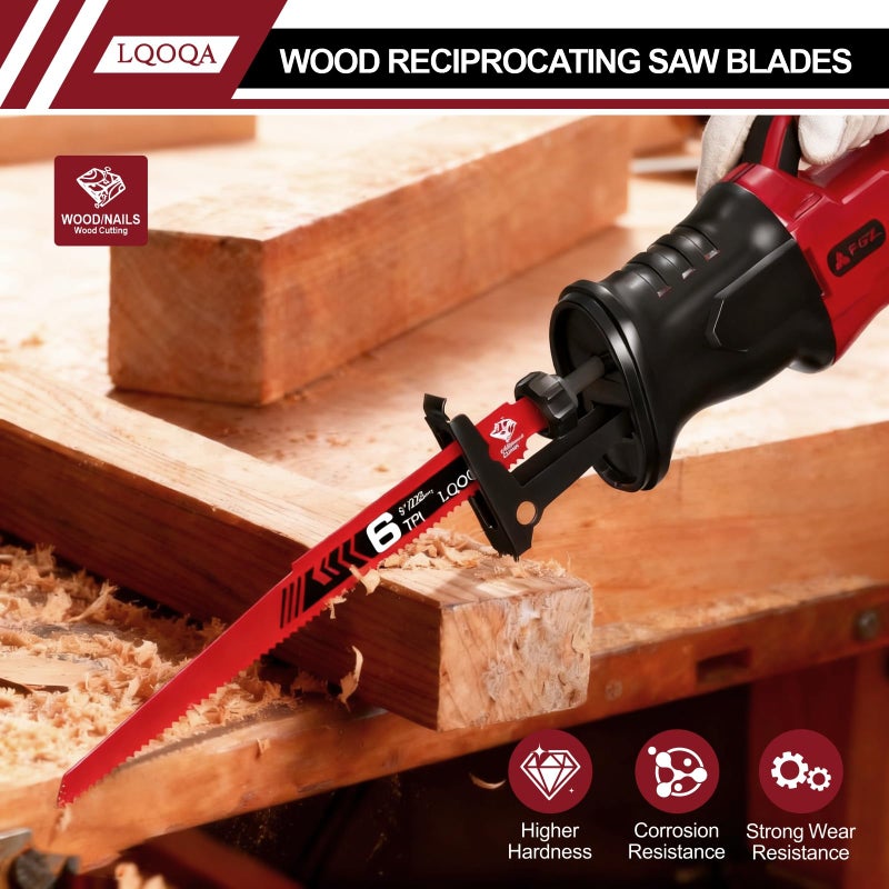 LQOQA 12-Piece Bi-Metal Reciprocating Saw Blade Setï¼ŒPremium 6 & 8 & 9 Inch Wood & Metal Cutting Saw Blades withstorage Boxï¼ŒLong-Lasting Pruning Blades - Image 4