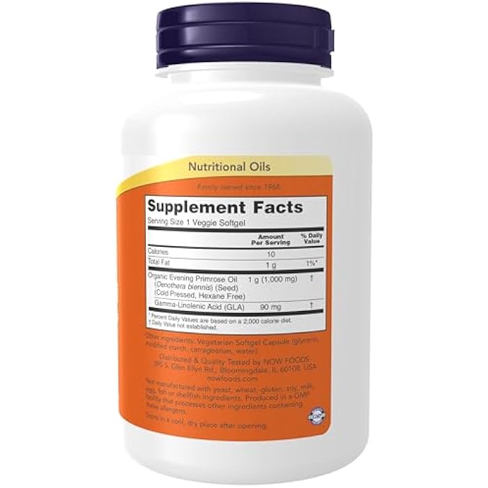 NOW Foods Supplements, Evening Primrose Oil 1000 mg, Cold Pressed, Hexane Free, Vegan Formula, 90 Veg Softgels - Image 2