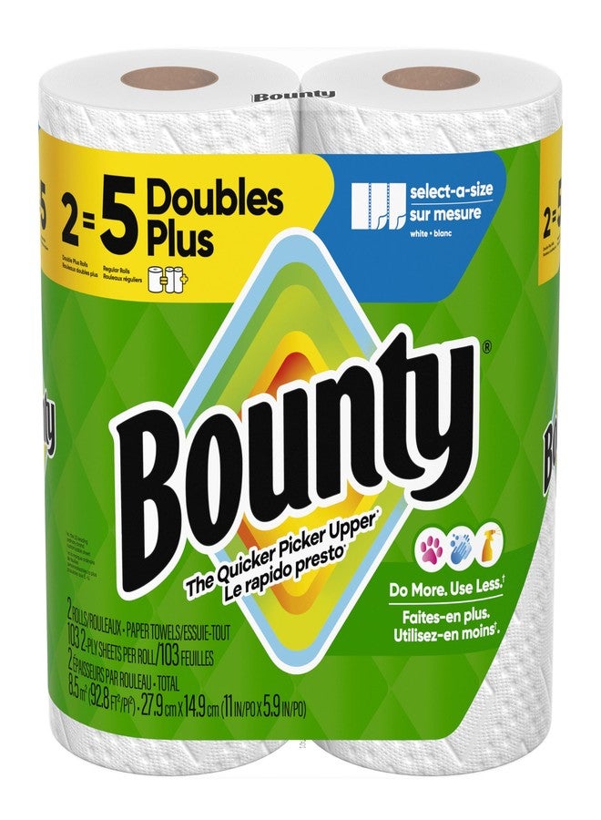 Bounty مناديل باونتي الورقية بحجم مختار، بيضاء، 2 لفة مزدوجة بلس = 5 لفات عادية - Image 1