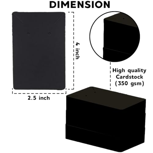 Festiko® Jewellery Display Cards (Black, Pack of 200 Pcs), Jewellery Tags for Earring & Necklace, Rectangle Display Cards For Ornaments - Image 2