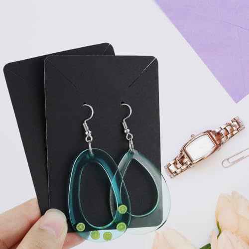 Festiko® Jewellery Display Cards (Black, Pack of 200 Pcs), Jewellery Tags for Earring & Necklace, Rectangle Display Cards For Ornaments - Image 3