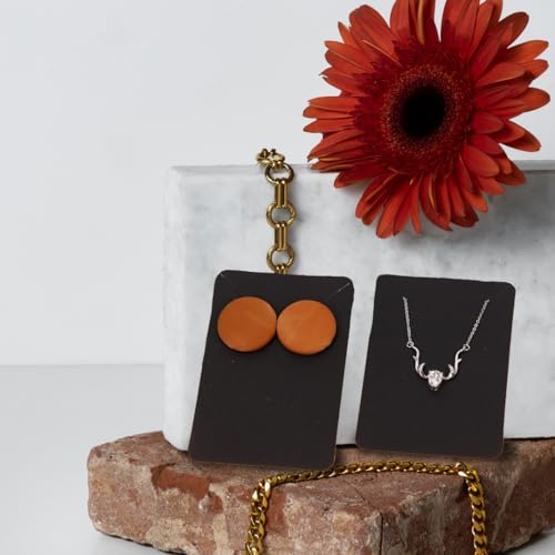 Festiko® Jewellery Display Cards (Black, Pack of 200 Pcs), Jewellery Tags for Earring & Necklace, Rectangle Display Cards For Ornaments - Image 5