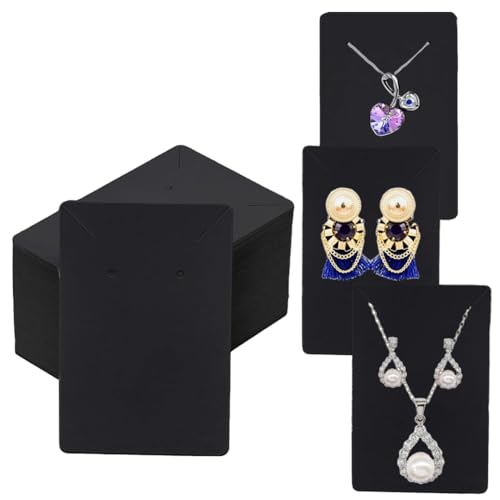 Festiko® Jewellery Display Cards (Black, Pack of 200 Pcs), Jewellery Tags for Earring & Necklace, Rectangle Display Cards For Ornaments - Image 1