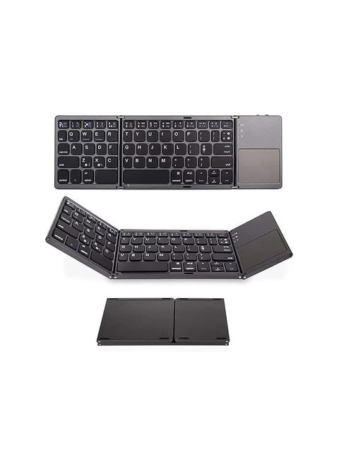Ultra-Thin Foldable Wireless Bluetooth Keyboard with Touchpad and USB Charging Port, Compatible with Android, Windows, Laptops, Tablets, and Smartphones