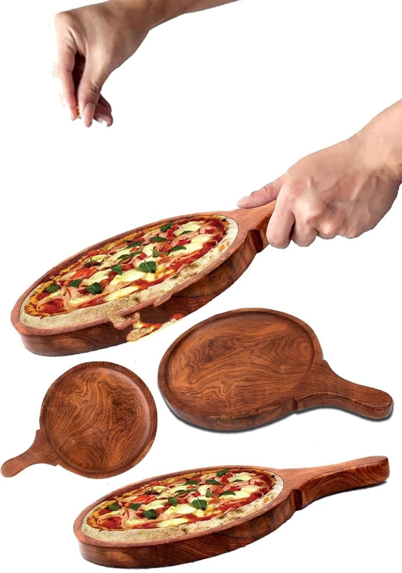 Wooden Pizza Pan Pizza Serving Tray of Kitchen Platter Sheesham 12 InchServing Plate for Home and Cafe Round Overall 16 Inch Pack of 1pc  - Image 2