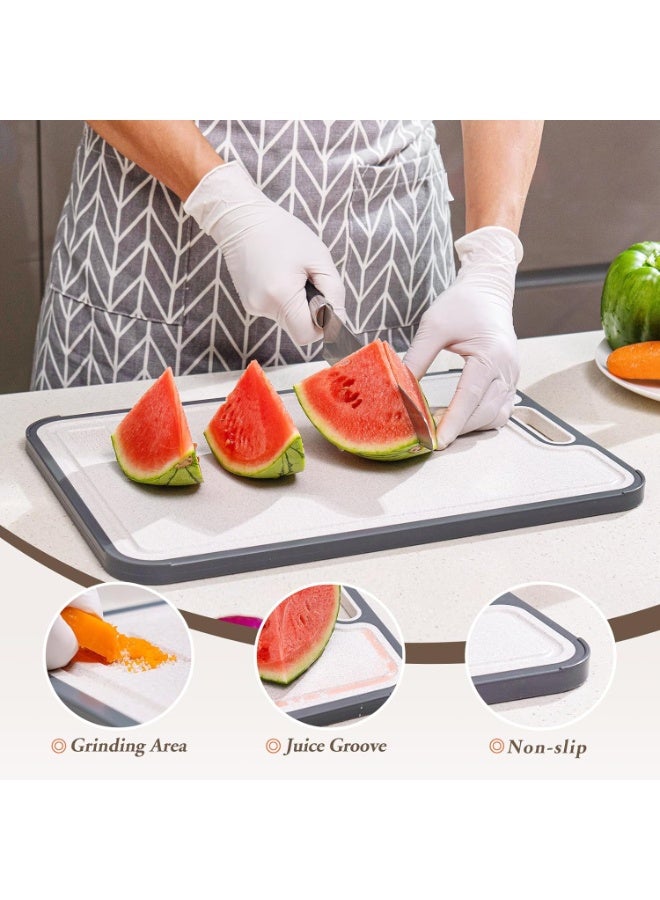 Cutting Board, Double-Sided Food Grade Cutting Board for Kitchen, 304 Stainless Steel and Wheat Straw PP, Chopping Board for Meat & Vegetables, Non-Slip Silicone Edge, Juice Groove - Image 5