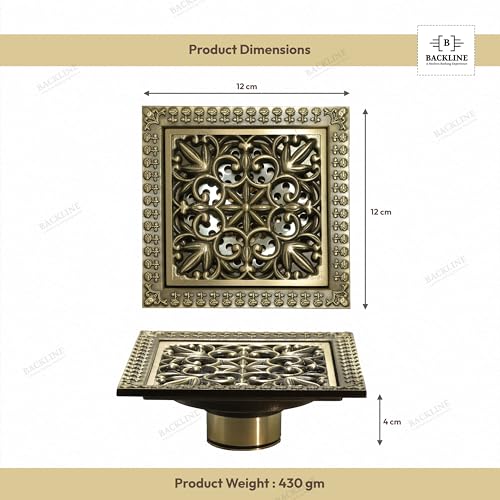 B Backline Brass Floor Drainer Bathroom Floor Water Drainer Bathroom Drain Grating with Anti-Foul Cockroach Trap 12 X 12 Cm (Antique Finish 8) - Image 5