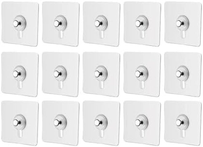 SKY-TOUCH Adhesive Wall Hooks 18Pcs Transparent Heavy Duty Self-Sticking Hangers No Nails Waterproof Rustproof Reusable for Kitchen Bathroom Home Office 6x6cm 4kg Load - Image 3