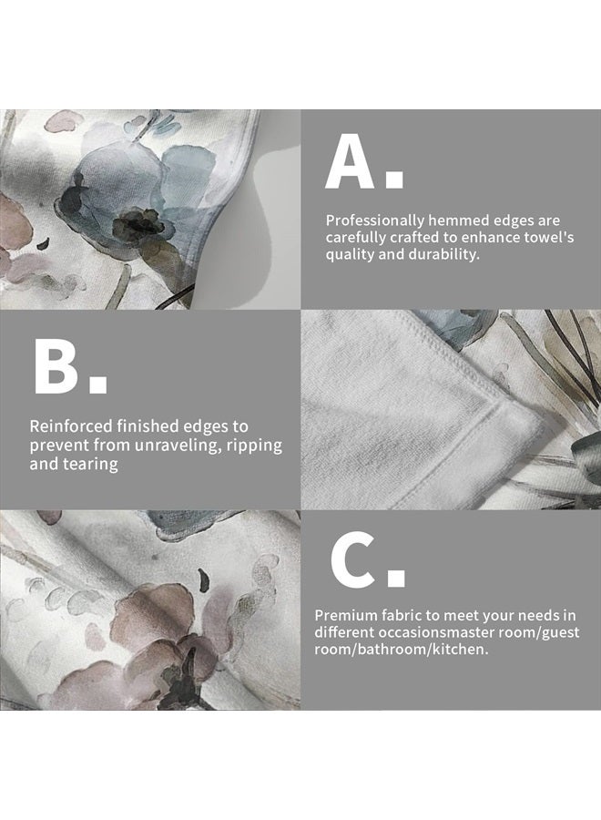 Giwawa Grey Floral Hand Towels Boho Botanical Fingertip Towels Set of 2 Soft Guest Face Towel Bathroom Decorations Thin Kitchen Tea Dish Towels - Image 5