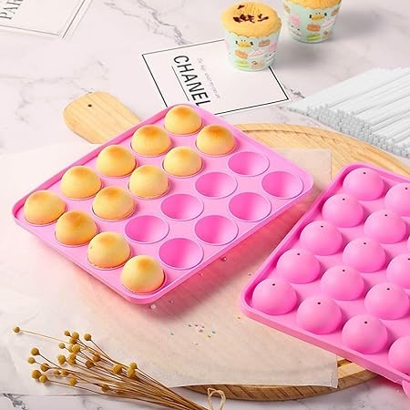 MoldBerry 20 Cavity Lolipop Mould Silicone Chocolate Mold 20 Holes Multicolor BPA PVC Free Spherical Shape Microwave Oven Safe - Image 4