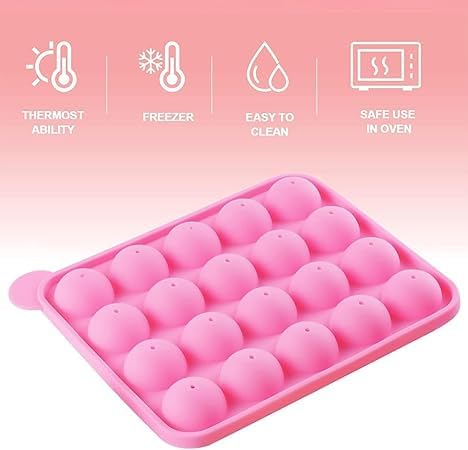 MoldBerry 20 Cavity Lolipop Mould Silicone Chocolate Mold 20 Holes Multicolor BPA PVC Free Spherical Shape Microwave Oven Safe - Image 5