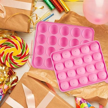 MoldBerry 20 Cavity Lolipop Mould Silicone Chocolate Mold 20 Holes Multicolor BPA PVC Free Spherical Shape Microwave Oven Safe - Image 3