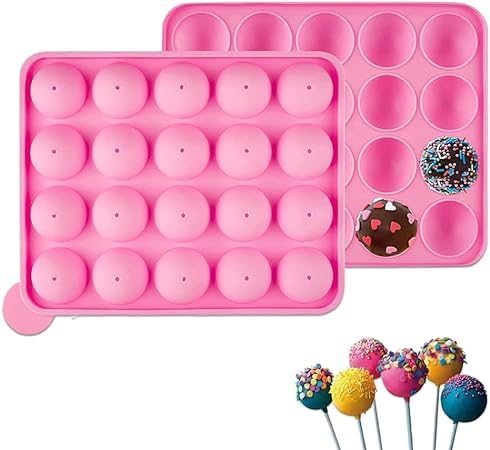 MoldBerry 20 Cavity Lolipop Mould Silicone Chocolate Mold 20 Holes Multicolor BPA PVC Free Spherical Shape Microwave Oven Safe - Image 1