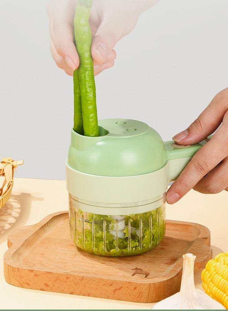 DubaiGallery 4 in 1 Set Portable Electric Vegetable Cutter Multifunctional Durable Chili Crusher Vegetable Ginger Masher Machine Kitchen Tool - Image 4