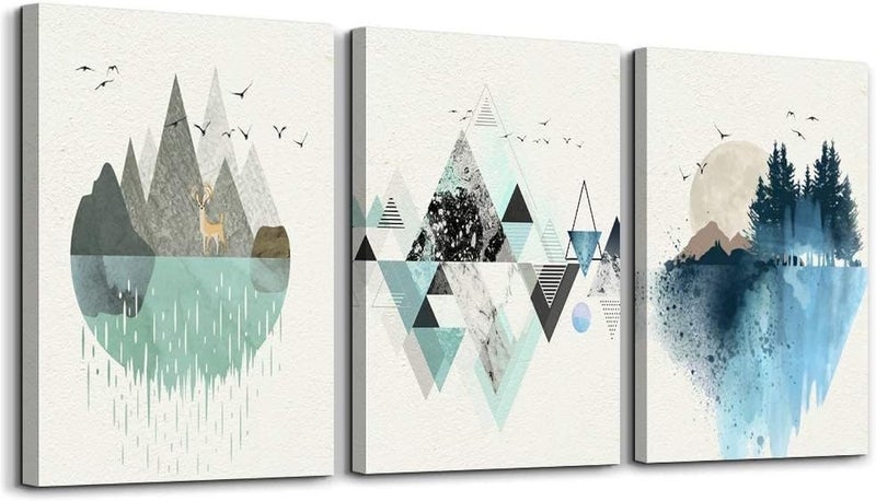 Bpa Abstract Mountain Canvas Prints Wall Art - Image 1