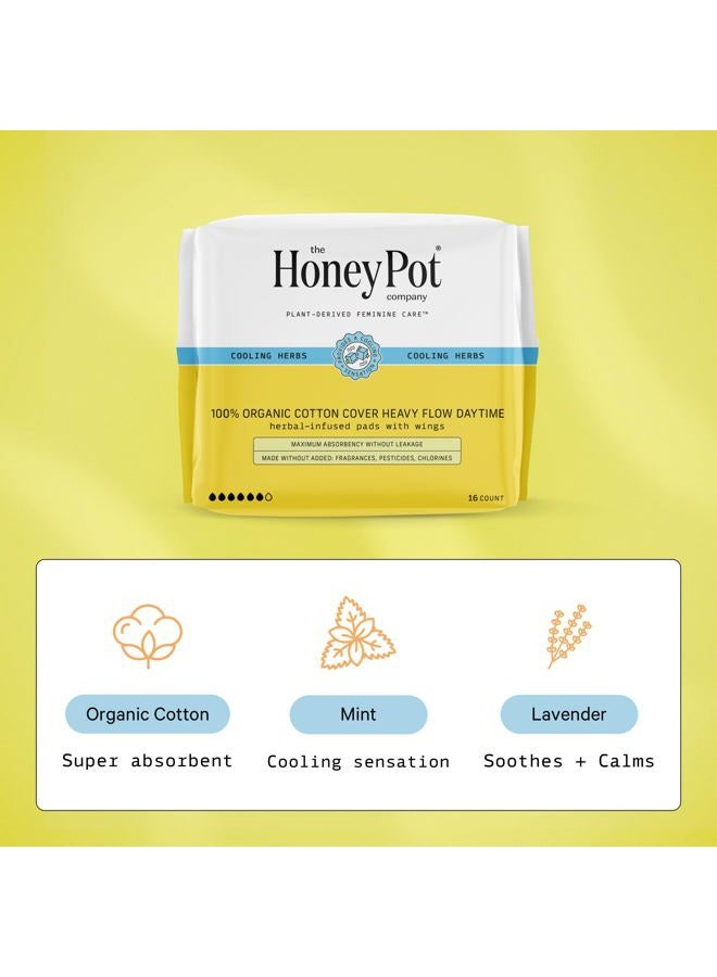 the Honey Pot company Herbal Sanitary Pads for Women - Heavy Flow w/Wings - Infused w/Essential Oils for Cooling Effect & Organic Cotton Cover - Feminine Care - FSA & HAS - 16 ct - Image 3