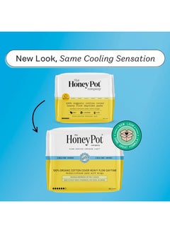 the Honey Pot company Herbal Sanitary Pads for Women - Heavy Flow w/Wings - Infused w/Essential Oils for Cooling Effect & Organic Cotton Cover - Feminine Care - FSA & HAS - 16 ct  - Image 2