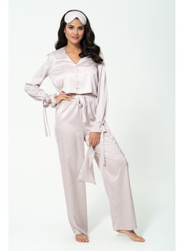 for you in&out 5-Piece Inside&Out Gray Pajama Set with Sleeve Tie Detail S27246  - Image 3