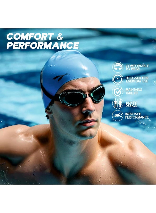 Konex Waterproof Silicone Swimming Cap for Men & Women | Stretchable & Quick-Dry | Prevents Hair Pull & Chemical Damage | Ideal for Children & Adult (Blue) - Premium Swimming Hats for Performance, Durability and Everyday Use - Image 4