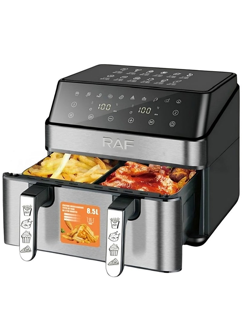 RAF Multifunctional digital air fryer, 2 basket ( 4.5L + 4.5L) , With Rapid Air Convection technology and 2000W power R.5382 in silver \ black - Image 1