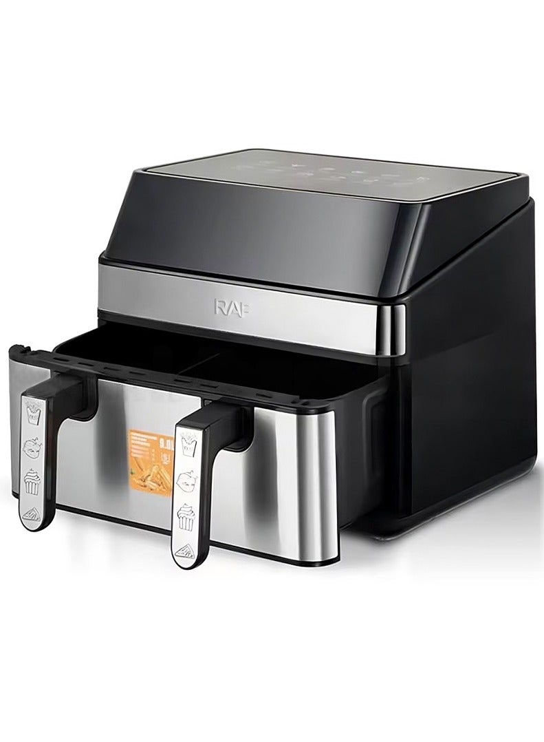 RAF Multifunctional digital air fryer, 2 basket ( 4.5L + 4.5L) , With Rapid Air Convection technology and 2000W power R.5382 in silver \ black - Image 2