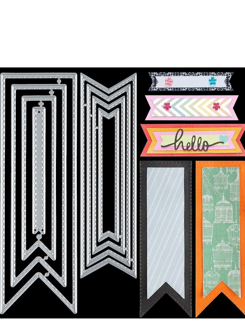 SOLARAE Bookmark Metal Cutting Dies, DIY Craft Carbon Steel Embossing Template Scrapbooking Tool, and Thin Banner Die for Card (Simple Style) - Image 1