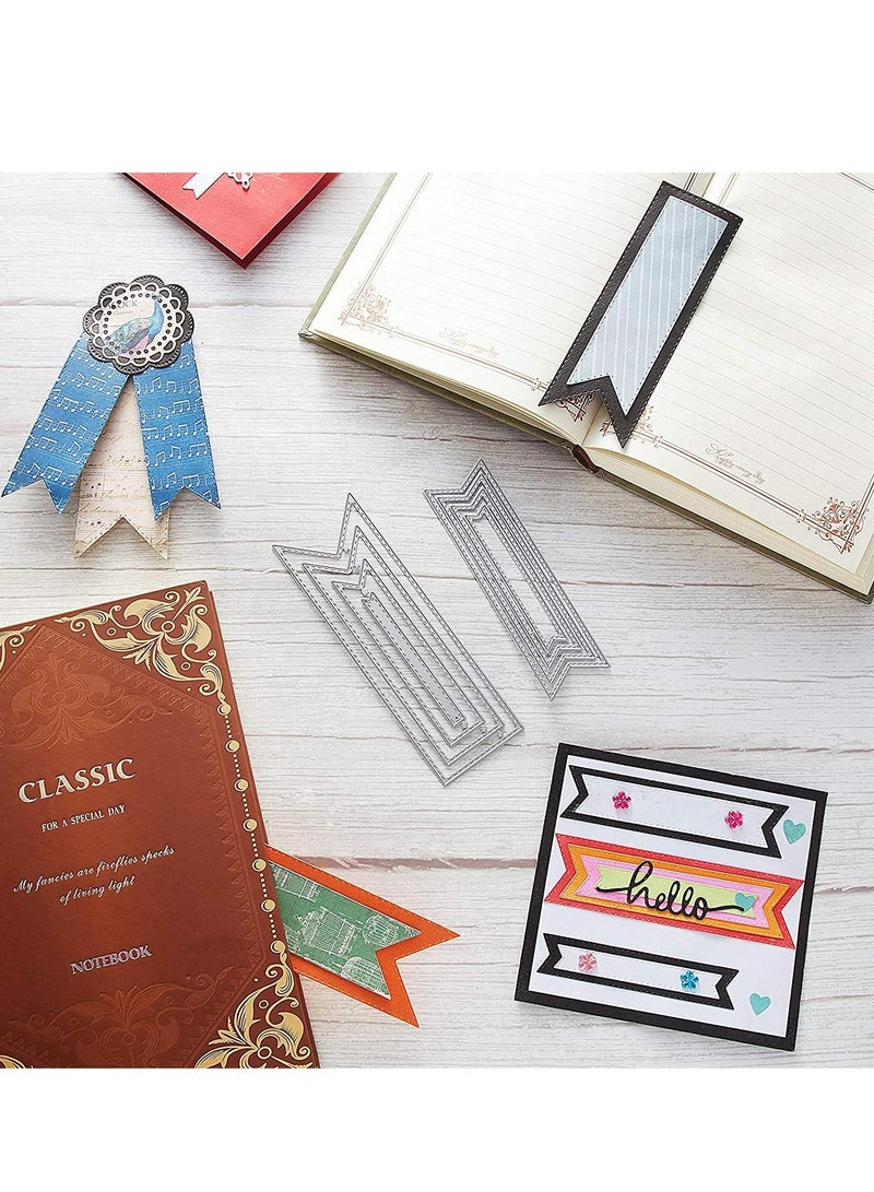 SOLARAE Bookmark Metal Cutting Dies, DIY Craft Carbon Steel Embossing Template Scrapbooking Tool, and Thin Banner Die for Card (Simple Style) - Image 2