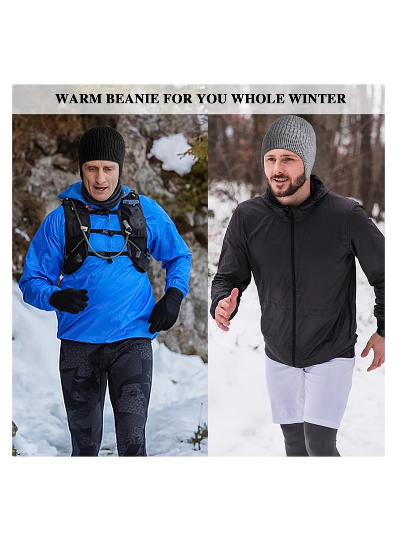 SYOSI Winter Beanies with Ear Flaps for Men Women, Stocking Caps Warm Ear Flap Hat with Fleece Lined Knit Brimmed Ski Cap - Image 2