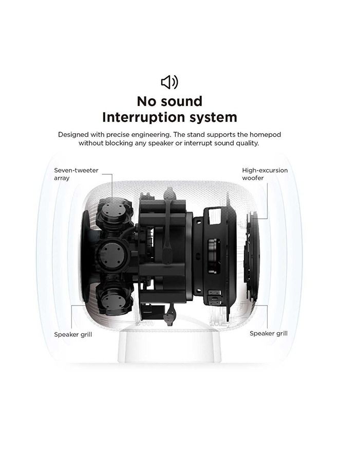 Elago HomePod Silicone Stand / Ergonomically Designed / Shock Absorbing / Supports Home Pod without Interrupting Sound Quality / Easy to Use / Touch Control & LED Panel - White - Image 2