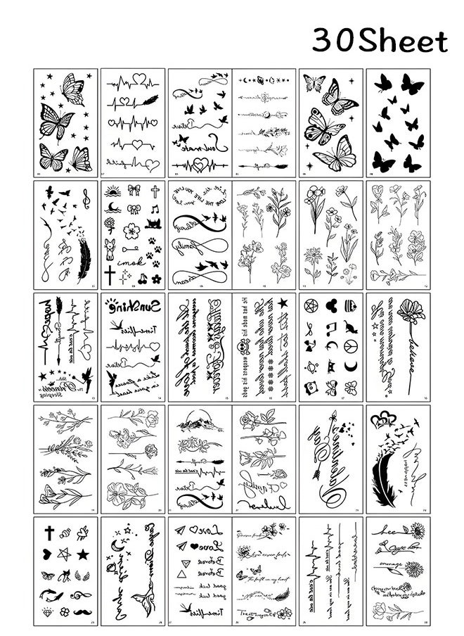 Generic - 30 Sheets Temporary Tattoos, Mixed Styles Temporary Tattoo– Waterproof, Realistic & Long-Lasting Fake Tattoos for Adults - Image 1