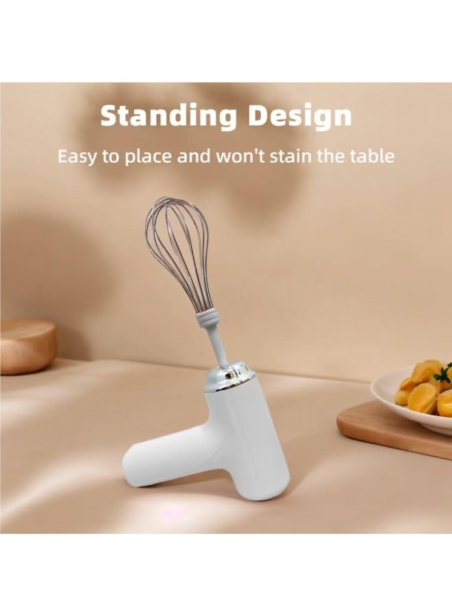 Cordless Hand Mixer, Handheld Electric Whisk with 3 Speed Modes, Hand Held Egg Beater with 2 Detachable Stir Whisks (White)  - Image 4