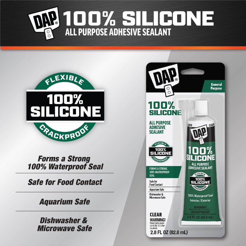 Dap 00688 All-Purpose Adhesive Sealant, 100% Silicone, 2.8-Ounce Tube - Image 2