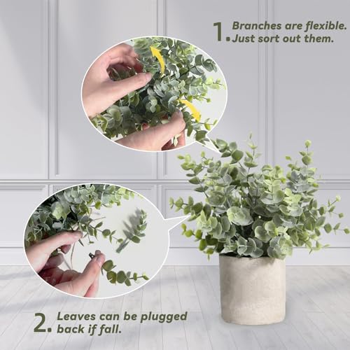 PENGYEE 4Pack Small Fake Plants for Bathroom Decor, Artificial Plants Indoor, Faux Plants Indoor Eucalyptus Rosemary for Home Kitchen Farmhouse Office Room Decor - Image 5