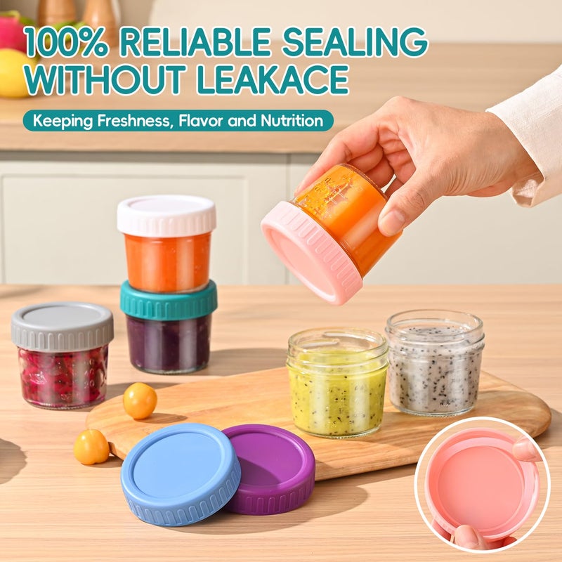 DEHOV 6-Piece Glass Baby Food Containers with Lids,4 OZ Small Glass Freezer Safe Baby Food Storage Jars,Leak Proof Baby Food Grade Puree Containers - Image 4